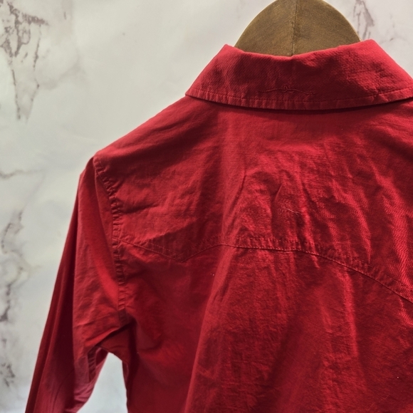 Vintage Western Shirt Women Medium Red Pearl Snap Button Rocky Mountain Rockies - Picture 6 of 11